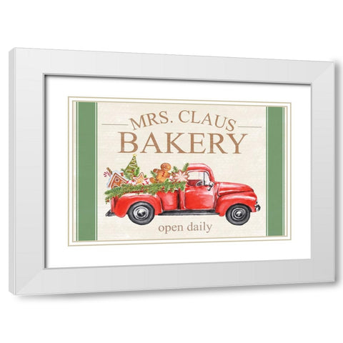 Mrs. Claus Bakery White Modern Wood Framed Art Print with Double Matting by ND Art