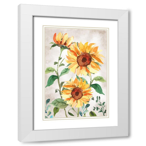 Sunflowers White Modern Wood Framed Art Print with Double Matting by ND Art