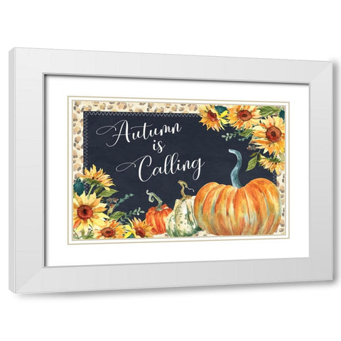 Autumn is Calling White Modern Wood Framed Art Print with Double Matting by ND Art
