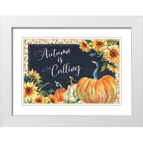Autumn is Calling White Modern Wood Framed Art Print with Double Matting by ND Art