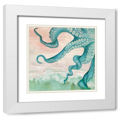 Tentacles White Modern Wood Framed Art Print with Double Matting by ND Art