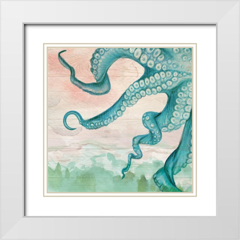 Tentacles White Modern Wood Framed Art Print with Double Matting by ND Art