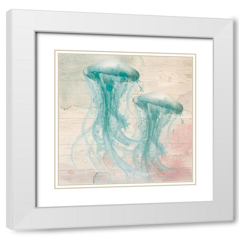 Jellyfish White Modern Wood Framed Art Print with Double Matting by ND Art
