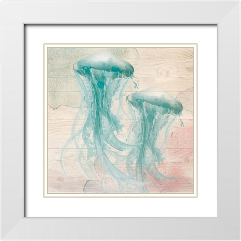 Jellyfish White Modern Wood Framed Art Print with Double Matting by ND Art