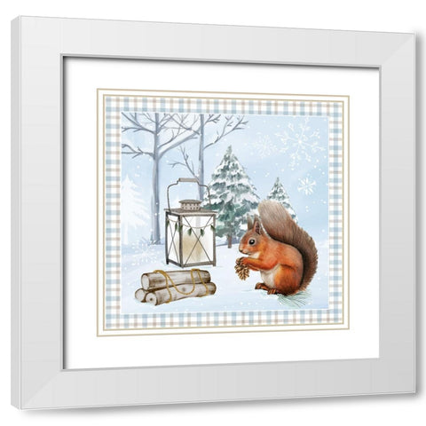 Squirrel White Modern Wood Framed Art Print with Double Matting by ND Art
