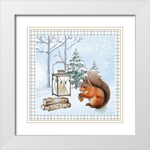 Squirrel White Modern Wood Framed Art Print with Double Matting by ND Art