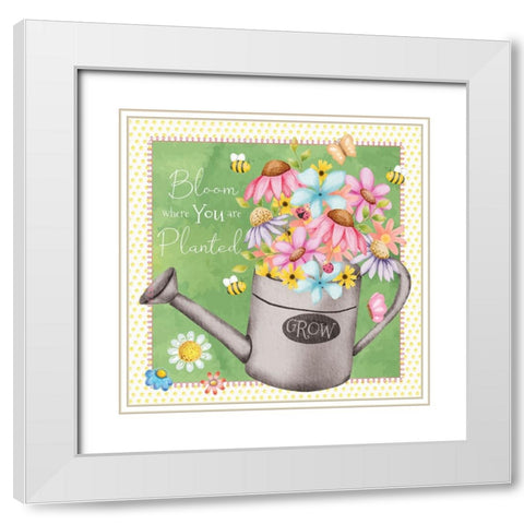 Bloom White Modern Wood Framed Art Print with Double Matting by ND Art