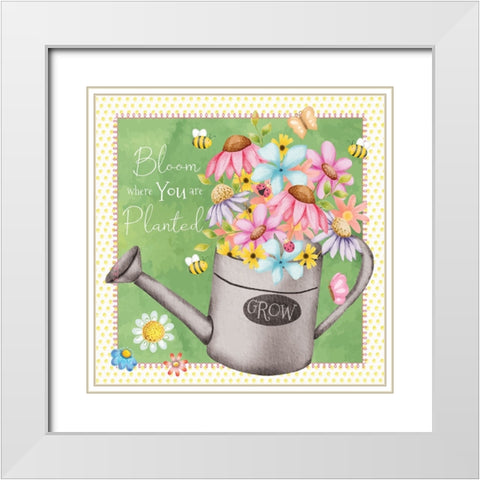 Bloom White Modern Wood Framed Art Print with Double Matting by ND Art