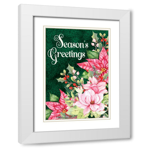 Seasons Greetings White Modern Wood Framed Art Print with Double Matting by ND Art