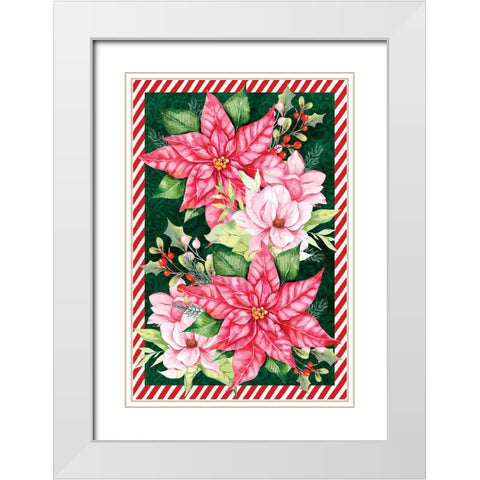 Poinsettias White Modern Wood Framed Art Print with Double Matting by ND Art