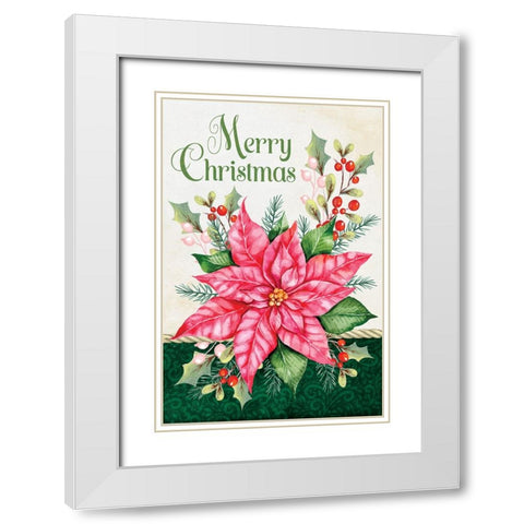 Merry Christmas White Modern Wood Framed Art Print with Double Matting by ND Art