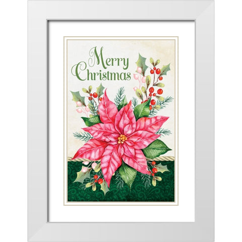 Merry Christmas White Modern Wood Framed Art Print with Double Matting by ND Art
