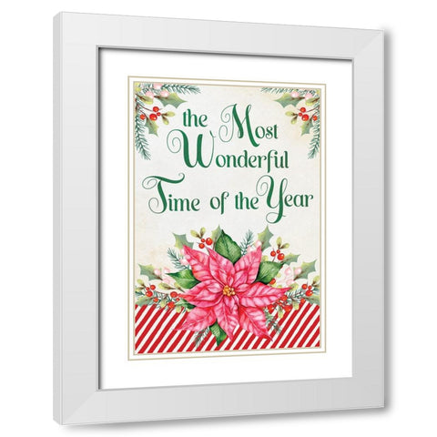 Wonderful Poinsettia White Modern Wood Framed Art Print with Double Matting by ND Art