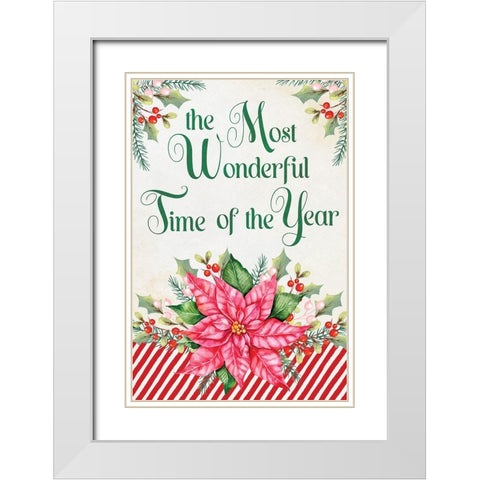 Wonderful Poinsettia White Modern Wood Framed Art Print with Double Matting by ND Art