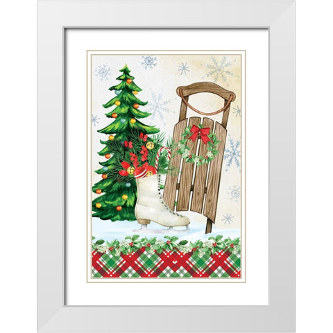 Sleigh White Modern Wood Framed Art Print with Double Matting by ND Art
