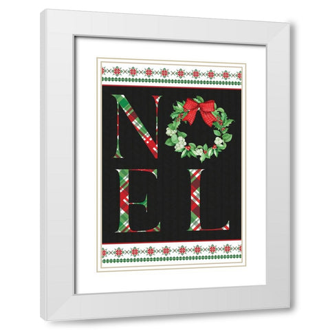 Noel Wreath White Modern Wood Framed Art Print with Double Matting by ND Art