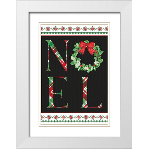 Noel Wreath White Modern Wood Framed Art Print with Double Matting by ND Art