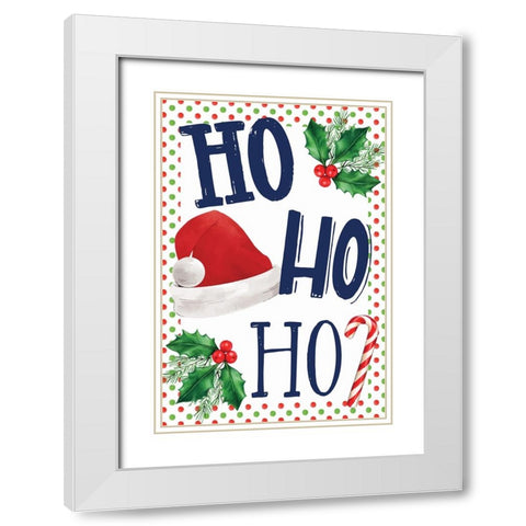 Ho Ho Ho White Modern Wood Framed Art Print with Double Matting by ND Art