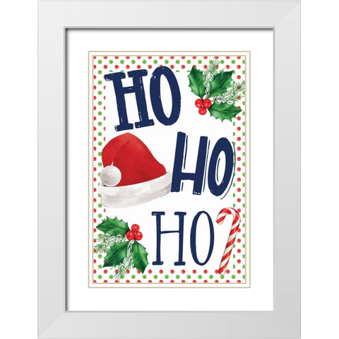 Ho Ho Ho White Modern Wood Framed Art Print with Double Matting by ND Art