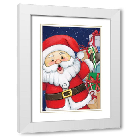 Santa White Modern Wood Framed Art Print with Double Matting by ND Art