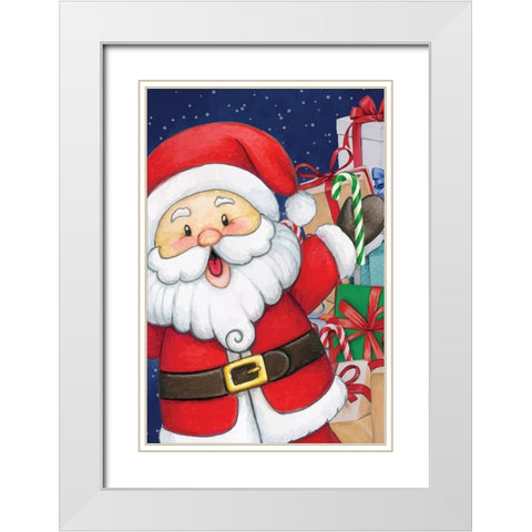 Santa White Modern Wood Framed Art Print with Double Matting by ND Art