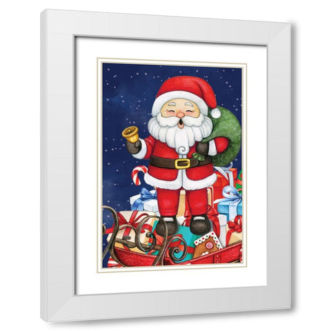 Santa II White Modern Wood Framed Art Print with Double Matting by ND Art