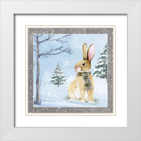 Snow Bunny White Modern Wood Framed Art Print with Double Matting by ND Art