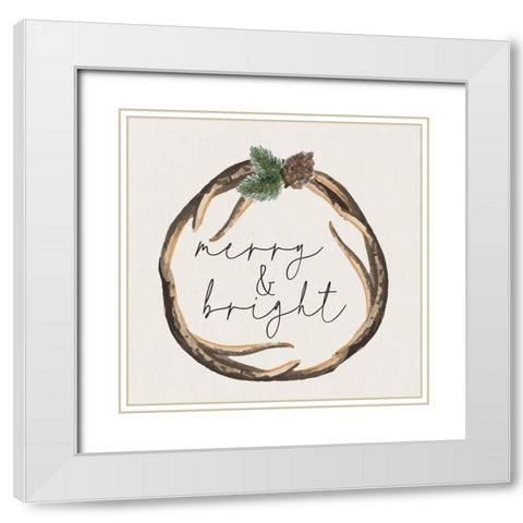 Merry and Bright White Modern Wood Framed Art Print with Double Matting by ND Art