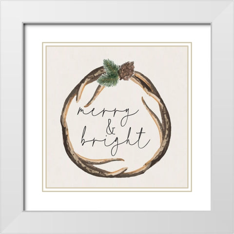 Merry and Bright White Modern Wood Framed Art Print with Double Matting by ND Art