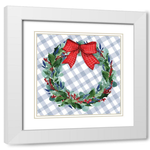 Wreath White Modern Wood Framed Art Print with Double Matting by ND Art