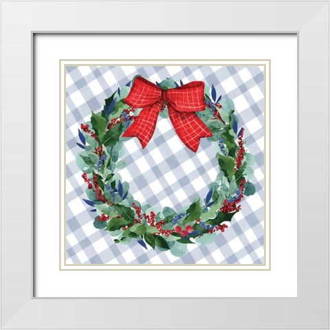 Wreath White Modern Wood Framed Art Print with Double Matting by ND Art