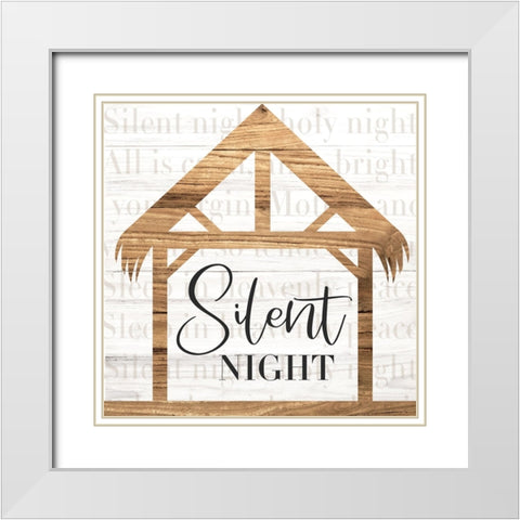Silent Night White Modern Wood Framed Art Print with Double Matting by ND Art