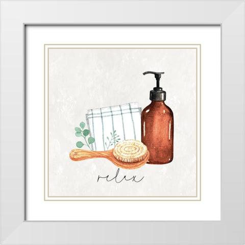 Relax White Modern Wood Framed Art Print with Double Matting by ND Art