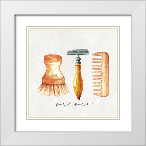 Pamper White Modern Wood Framed Art Print with Double Matting by ND Art