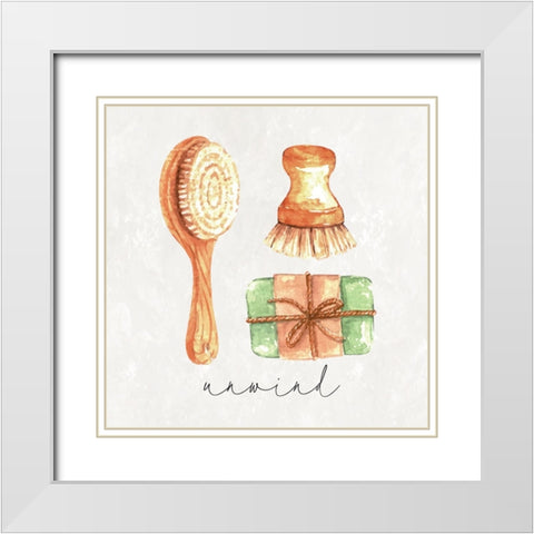 Unwind White Modern Wood Framed Art Print with Double Matting by ND Art