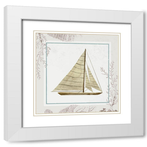 Sail Boat White Modern Wood Framed Art Print with Double Matting by ND Art