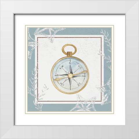 Compass White Modern Wood Framed Art Print with Double Matting by ND Art