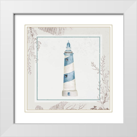 Lighthouse White Modern Wood Framed Art Print with Double Matting by ND Art