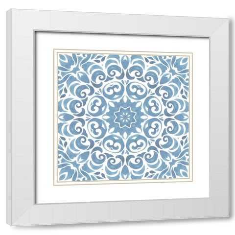 Coastal Blue Pattern II White Modern Wood Framed Art Print with Double Matting by ND Art