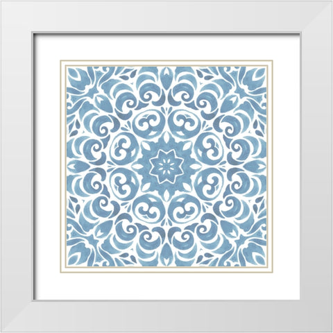 Coastal Blue Pattern II White Modern Wood Framed Art Print with Double Matting by ND Art