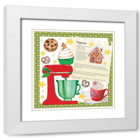 Gingerbread Cookies White Modern Wood Framed Art Print with Double Matting by ND Art