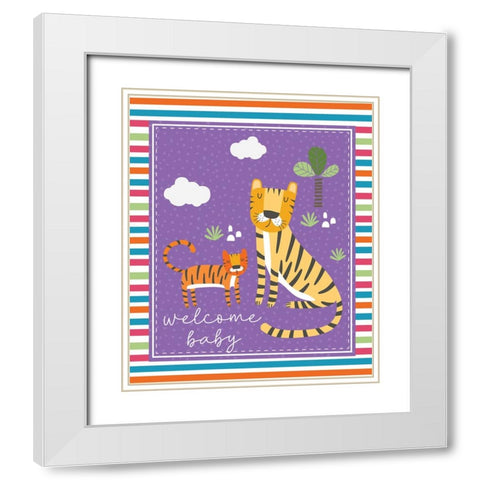 Welcome Baby White Modern Wood Framed Art Print with Double Matting by ND Art