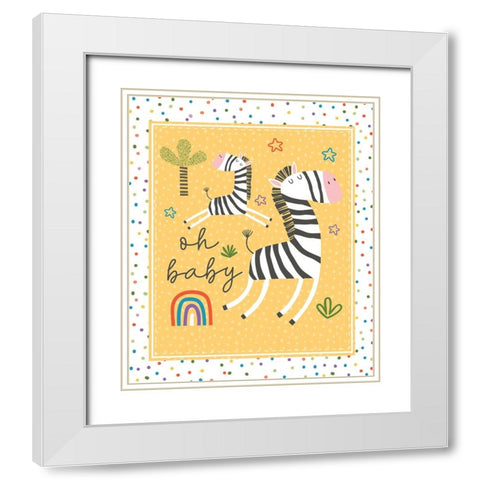 Oh Baby White Modern Wood Framed Art Print with Double Matting by ND Art