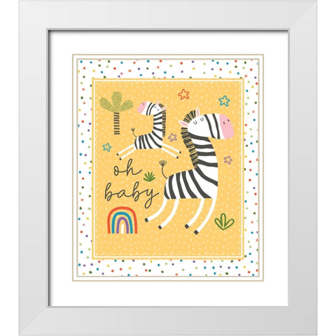 Oh Baby White Modern Wood Framed Art Print with Double Matting by ND Art