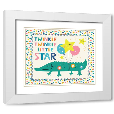 Twinkle Twinkle White Modern Wood Framed Art Print with Double Matting by ND Art