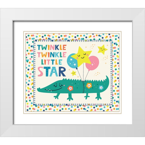 Twinkle Twinkle White Modern Wood Framed Art Print with Double Matting by ND Art