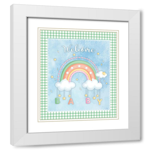 Welcome Baby White Modern Wood Framed Art Print with Double Matting by ND Art