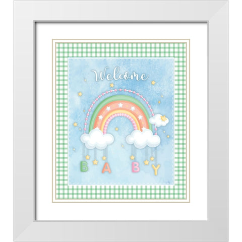 Welcome Baby White Modern Wood Framed Art Print with Double Matting by ND Art