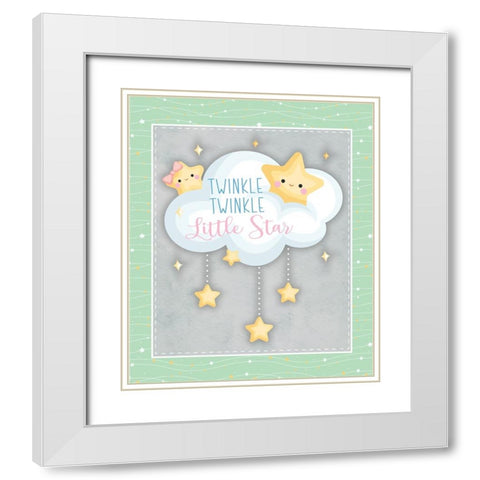 Twinkle Twinkle White Modern Wood Framed Art Print with Double Matting by ND Art