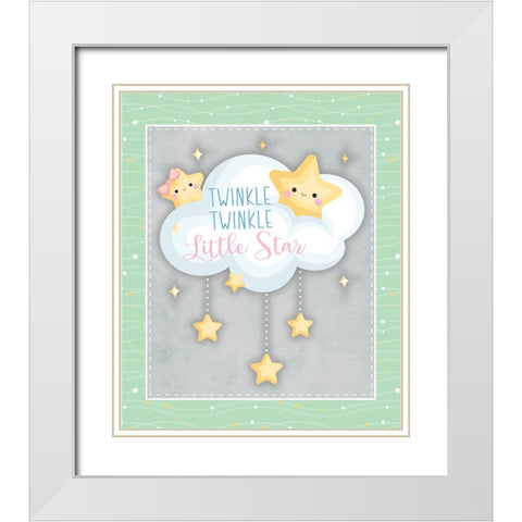 Twinkle Twinkle White Modern Wood Framed Art Print with Double Matting by ND Art